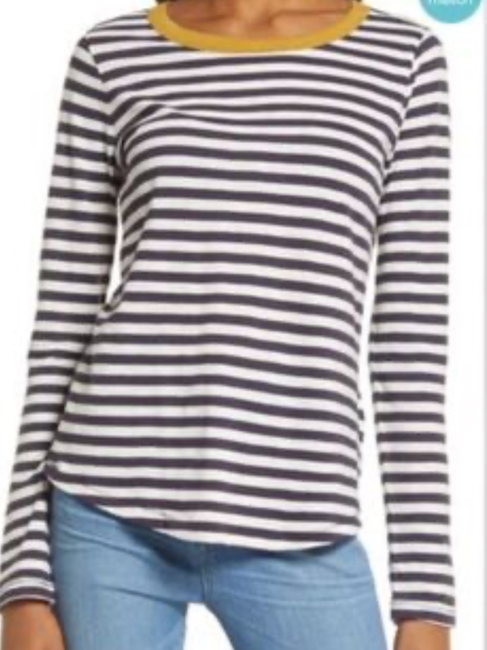 Madewell Striped Long-Sleeve Tee with Mustard Neckline